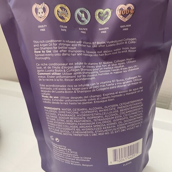 Luseta Biotin & Collagen Conditioner Eco-friendly Refill 33.8oz NEW Strength Thi - Picture 2 of 3